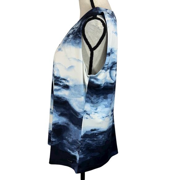 Calvin Klein X-Large Top Sleeveless Stretch Pleated Abstract Keyhole Round Neck - Picture 6 of 10